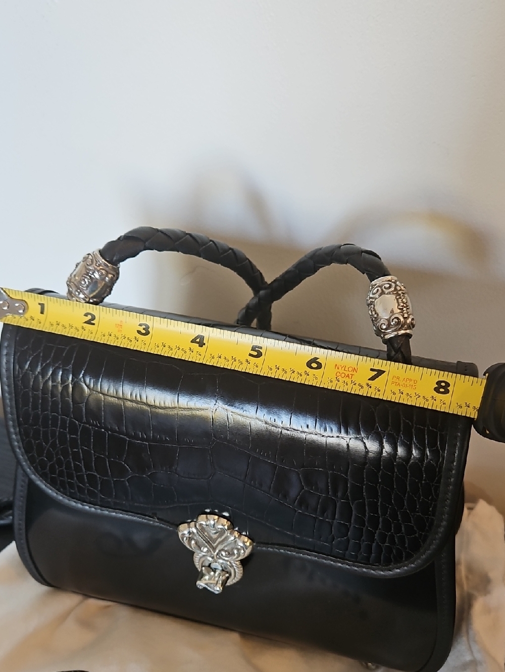Brighton Black Croc-Embossed Crossbody with Silver Accents - Picture 4 of 6